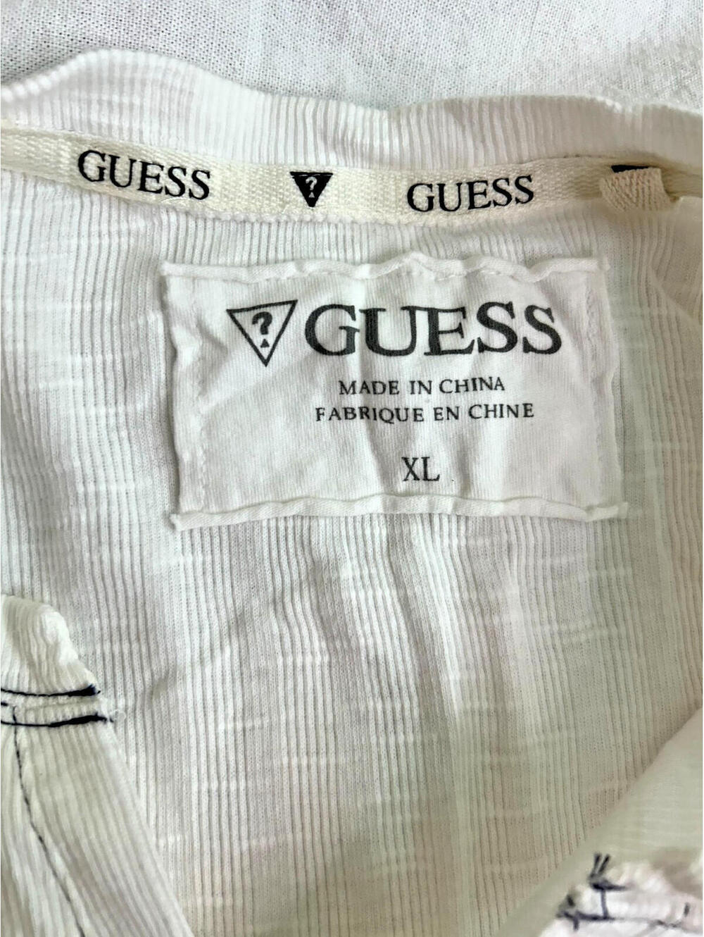 GUESS Unisex Size XL White Long Sleeve Thermal Waffle Knit Pullover Shirt LA VTG - Picture 5 of 7